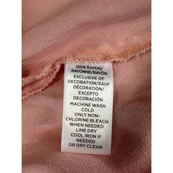 Loft Women’s Large 100% Rayon Feminine Blouse 3/4 Lace Sleeves Pink/Peach READ - Picture 13 of 16